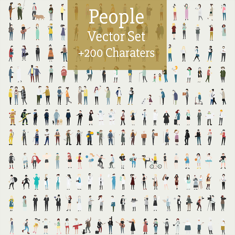 PNG免扣插画风各类简约可爱造型小人物丨