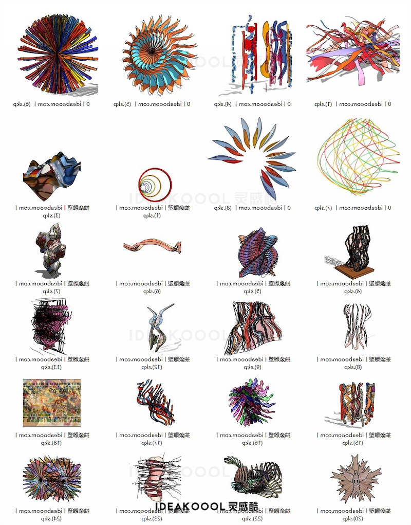 彩色飘带雕塑SU模型丨