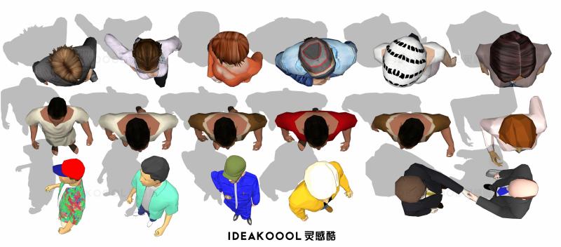 PSD卡通三维鸟瞰俯视平视人物丨