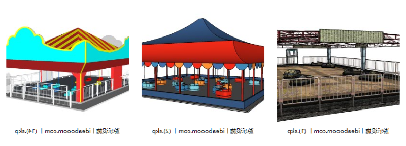 电动旋转碰碰车游乐园场地娱乐活动设施器械SU模型丨