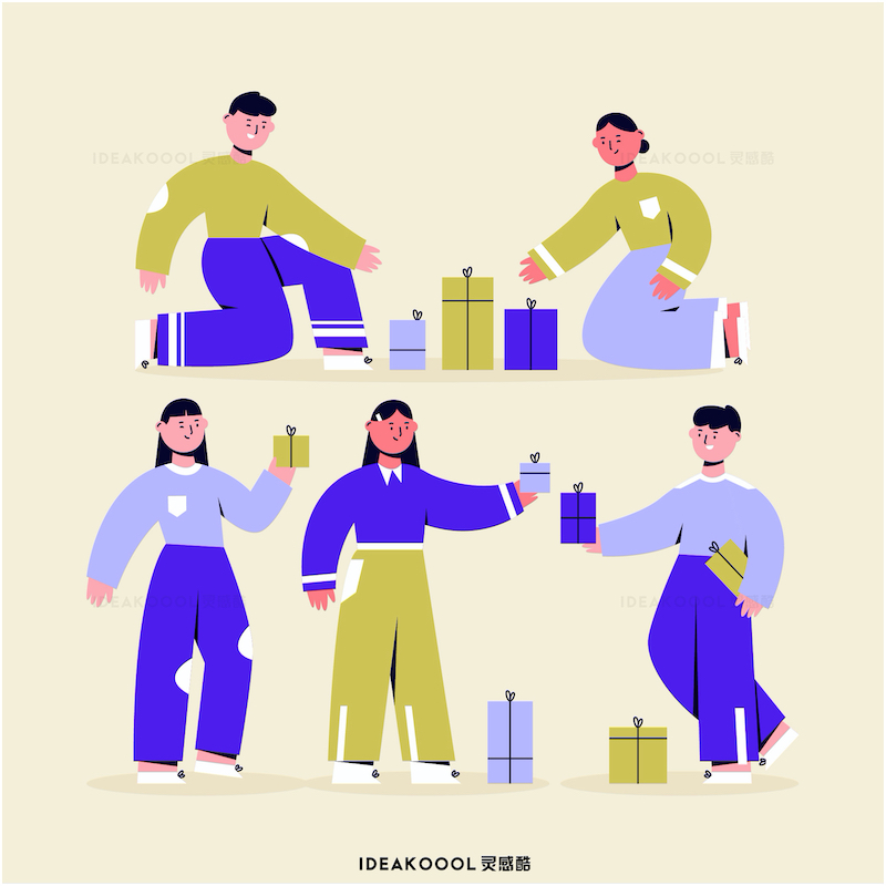 PNG免扣插画风日常时尚抽象人物丨