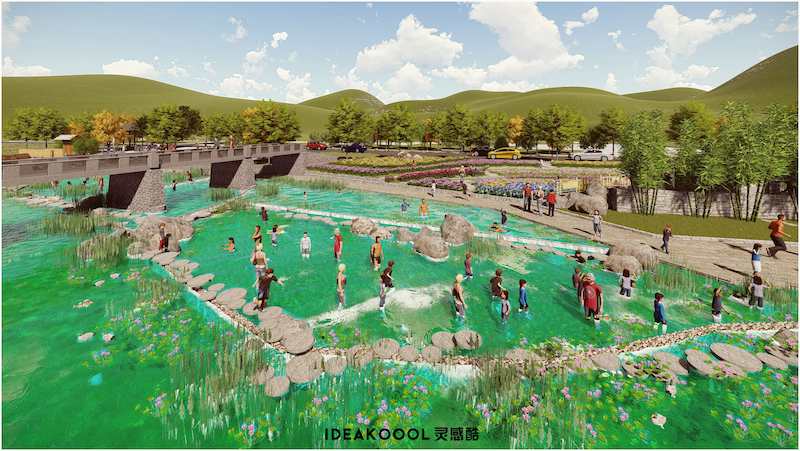 某河道戏水公园景观SU模型丨