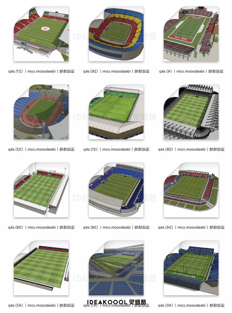 运动场地合集丨篮球场羽毛球场网球场乒乓球桌足球场桌球跑道SU模型丨