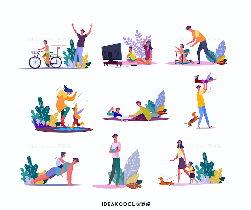 免扣丨户外家庭亲子活动人物丨