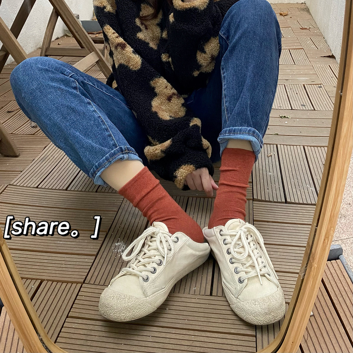 Autumn combed cotton cotton cotton thin tube socks couples color INS wind bubble socks women's men's socks