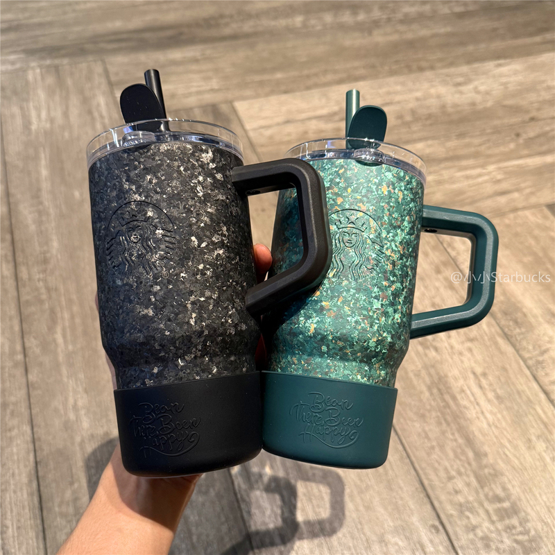 Starbucks Cup 2026 Pure Titanium Double Drinking Mouth Titanium Cup Coffee Office Insulated Straw Double Drinking Water Cup with Base Cover