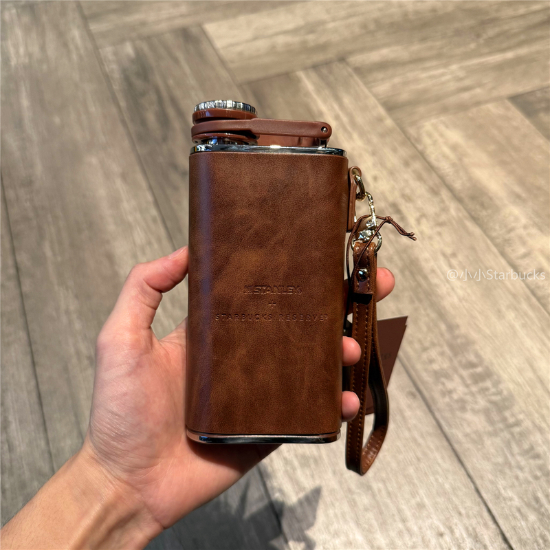 Starbucks 2026 Premium Whiskey Stanley Collaboration Brown Leather Stainless Steel Flask Portable Water Cup