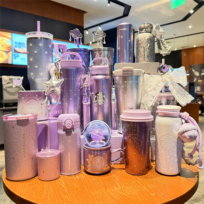 Starbucks Cup, Purple Night Galaxy, Stainless Steel, Insulated, Portable Straw, Ceramic Mug, High Aesthetic Value, Drinking Cup