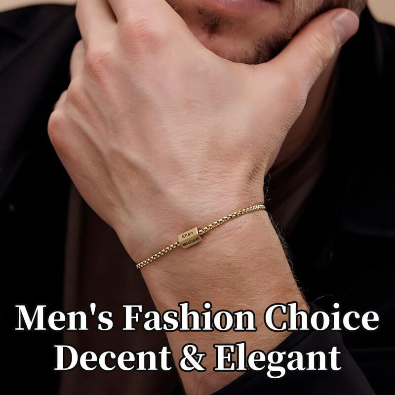 Engravable Name Bracelet Personalized Jewelry Stainless Steel Square Beaded DIY Lettering Bracelet Boys Father's Day Gift Engravable Name Bracelet Personalized Jewelry Stainless Steel Square Beaded DIY Lettering Bracelet Boys Father's Day Gift