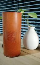 Head-layer cow leather insulated cup sleeve titanium cup glass water cup leather cover with lifting rope hand motion kettle leather sheath custom