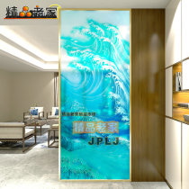 Tempered Art Deco Glass Partition Wall Screen Sliding Door Porch Door Toilet Nordic Modern Waves