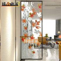 Customized carved transparent tempered art glass decorative partition wall screen simple modern entrance restaurant
