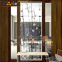 Customized transparent tempered carved art glass screen partition wall decoration entrance cabinet modern Chinese style