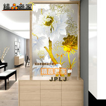 Nordic light luxury carved frosted tempered light transparent art glass home porch living room shoe cabinet partition wall screen