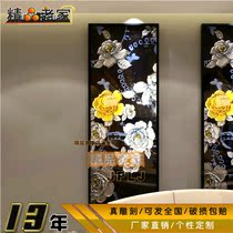 Modern simple carving paint gold and silver foil Decorative art glass guest restaurant aisle entrance background wall 1125