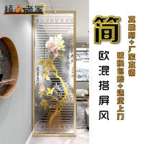 Light luxury Nordic modern carved flower Transparent tempered decorative art glass screen Partition wall Home improvement custom living room