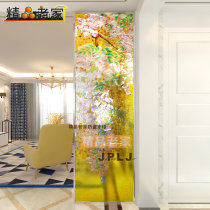 Tempered decorative carved art glass screen partition wall custom Chinese mix and match porch living room balcony shoe cabinet