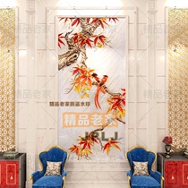 Customized modern new Chinese living room entrance restaurant carved tempered art glass background wall decorative painting