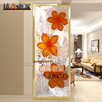 Modern Jian European carved flower tempered decorative art glass screen partition half wall porch moving door abstract big flower