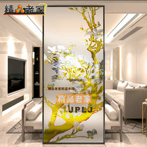 Customized carving art glass frosted light transparent tempered partition wall screen modern Chinese living room dining room Youtang Chun