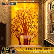 Modern simple new Chinese style carved tempered patch Decorative art glass home decoration background wall Fortune tree 1169