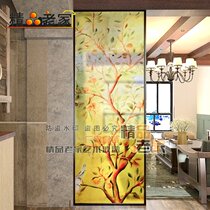 European-style light luxury stainless steel mesh red glass screen partition wall transparent double-sided home entrance toilet living room