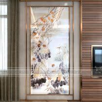 Modern Chinese tempered carved art glass living room entrance entrance entrance decorative background wall Shuiyu Tsinghua