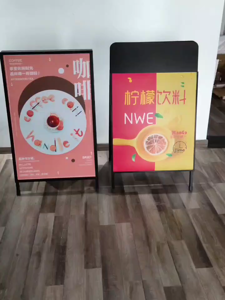 Iron outdoor windproof portable double-sided poster frame Promotional folding kt board display shelf Vertical floor-to-ceiling billboard
