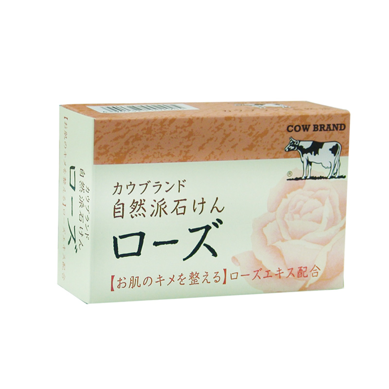 日本进口牛牌自然派玫瑰洁面皂100g 美白保湿无添加洗脸皂香皂