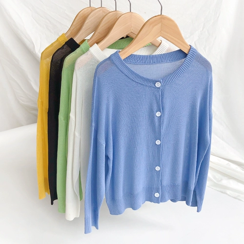 Детская куртка, дышащий летний свитер, одежда для защиты от солнца подходит для мужчин и женщин для отдыха, кардиган, в корейском стиле