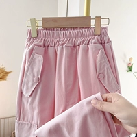 Много -карманные рабочие штаны розовые 04 пружина и осень -новая модель