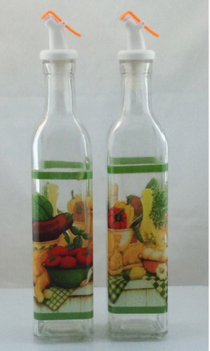 Baking Flowers Glass Anti Spill Vinegar Bottle Glass Oil Jug Kitchen liquid seasoned bottle table seasoning bottle glass bottle 