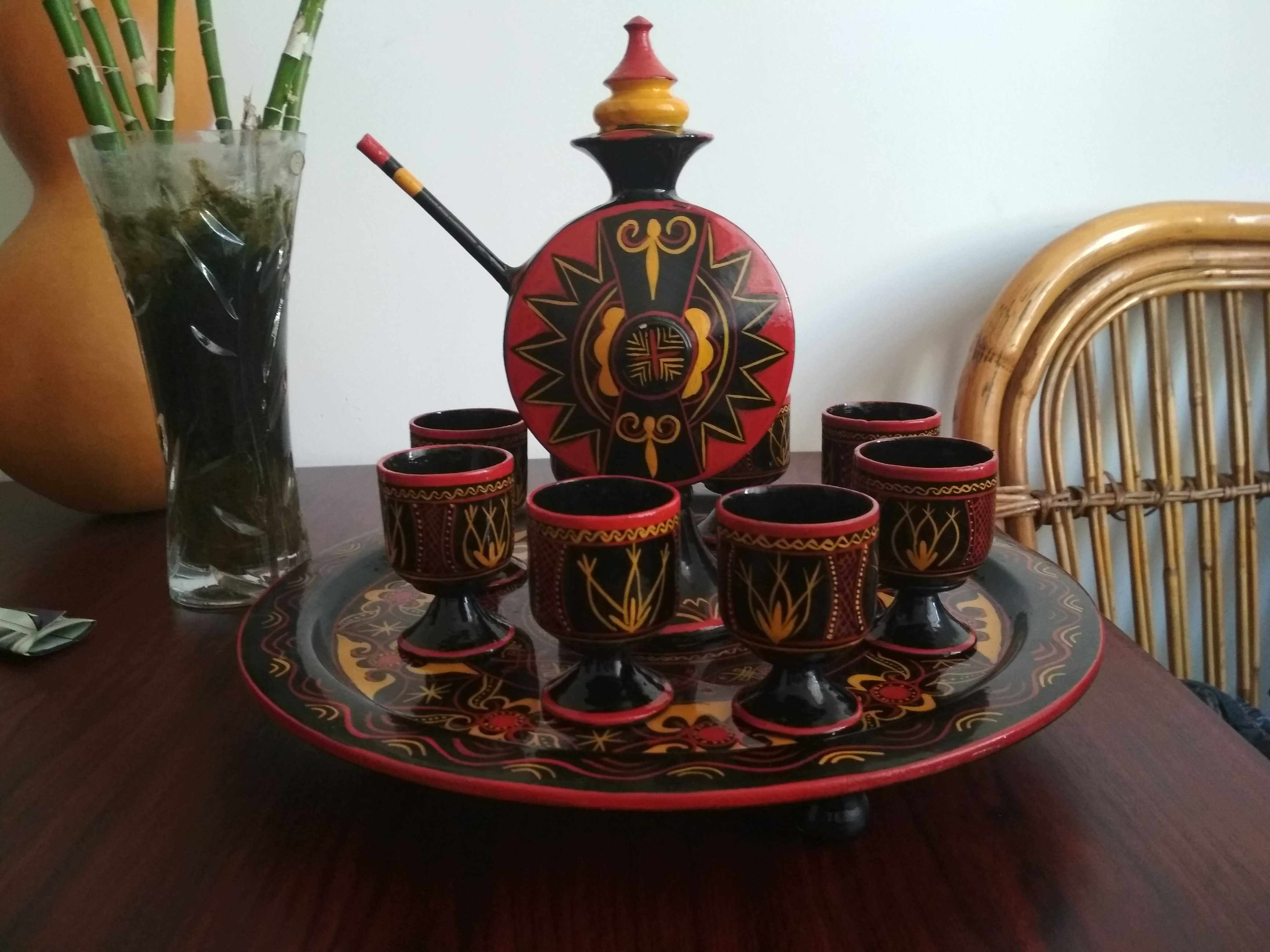 Collection of ethnic minority culture Sichuan Liangshan Yi lacquerware wine set Soma flower promotion punch drill price