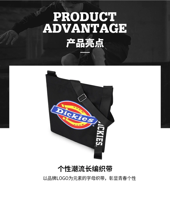 Dickies Hoàng đế in chéo chéo túi nhỏ nam thương hiệu thủy triều vai đôi đại học vải canvas túi messenger nữ - Túi của con người