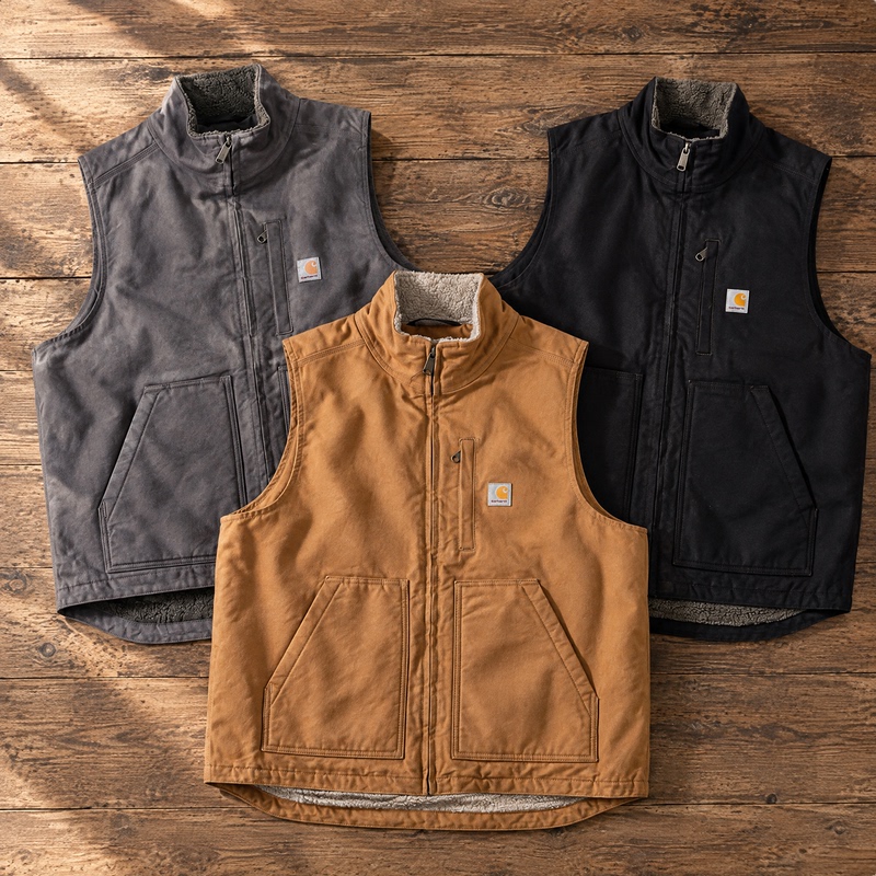 Carhartt 104277 Washed Lamb Wool Lining Thick Winter Loose Vest Carhartt 104277 Washed Lamb Wool Lining Thick Winter Loose Vest