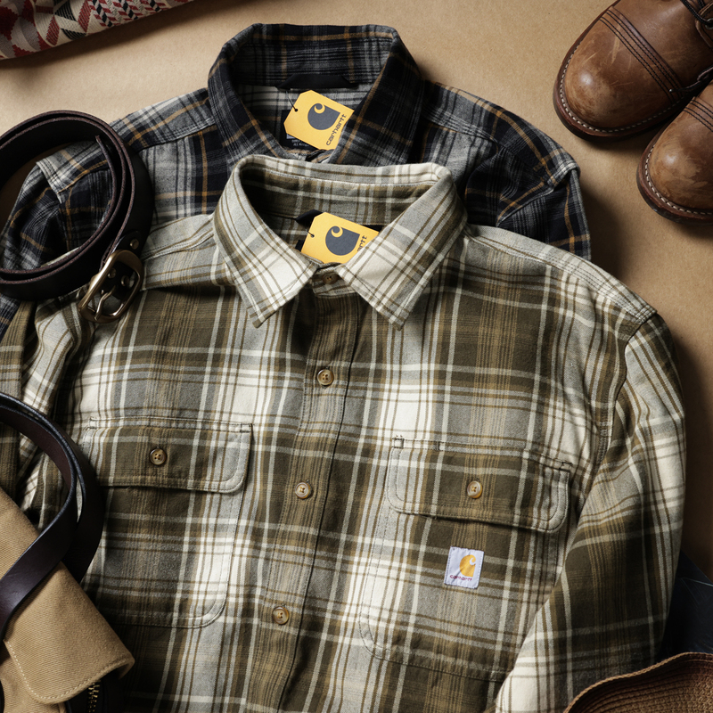 Carhartt American-Style Pure Cotton Flannel Long-Sleeve Casual Versatile Plaid Shirt for Autumn and Winter Carhartt American-Style Pure Cotton Flannel Long-Sleeve Casual Versatile Plaid Shirt for Autumn and Winter