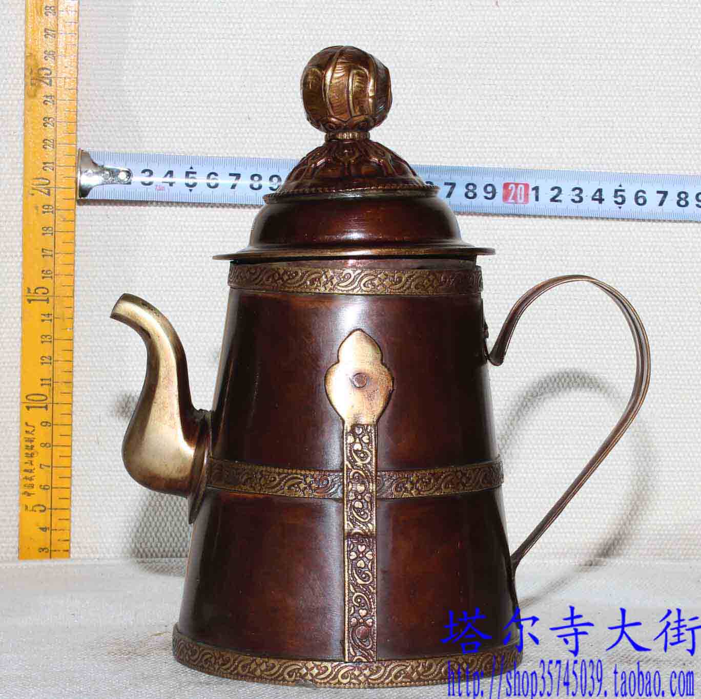 Tibetan copper butter teapot milk teapot 25 cm high manual home furnishing parts