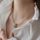 Retro high-end green natural aventurine jade oval pendant necklace female collarbone chain does not fade Valentine's Day