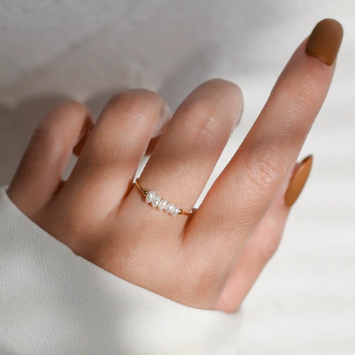 Изысканное небольшое дизайнерское натуральное модное кольцо из жемчуга, изысканный стиль, не выцветает