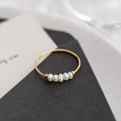 Изысканное небольшое дизайнерское натуральное модное кольцо из жемчуга, изысканный стиль, не выцветает