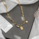 2022 new golden double-layer winding square brand portrait necklace female summer design niche light luxury tide does not fade