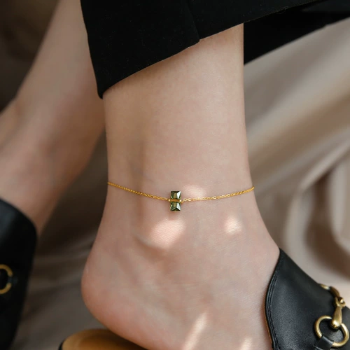 Сексуальный ретро браслет на ногу, изысканный стиль, золото 750 пробы, не выцветает