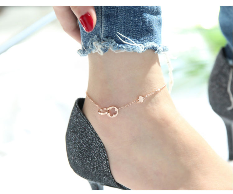 2018 Nhật Bản và Hàn Quốc thời trang rose gold vòng chân của phụ nữ cá tính đơn giản sinh viên hoang dã titanium đồ trang sức bằng thép phụ nữ không phai