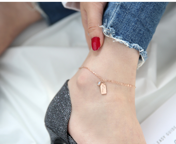 Hàn Quốc nhập khẩu titan thép mạ vàng 18K vàng hồng phong bì tình yêu vòng chân nữ bạn gái khí chất hệ thống Sen không phai lắc chân nữ hàn quốc
