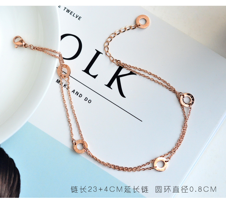 2018 Nhật Bản và Hàn Quốc thời trang rose gold vòng chân của phụ nữ cá tính đơn giản sinh viên hoang dã titanium đồ trang sức bằng thép phụ nữ không phai