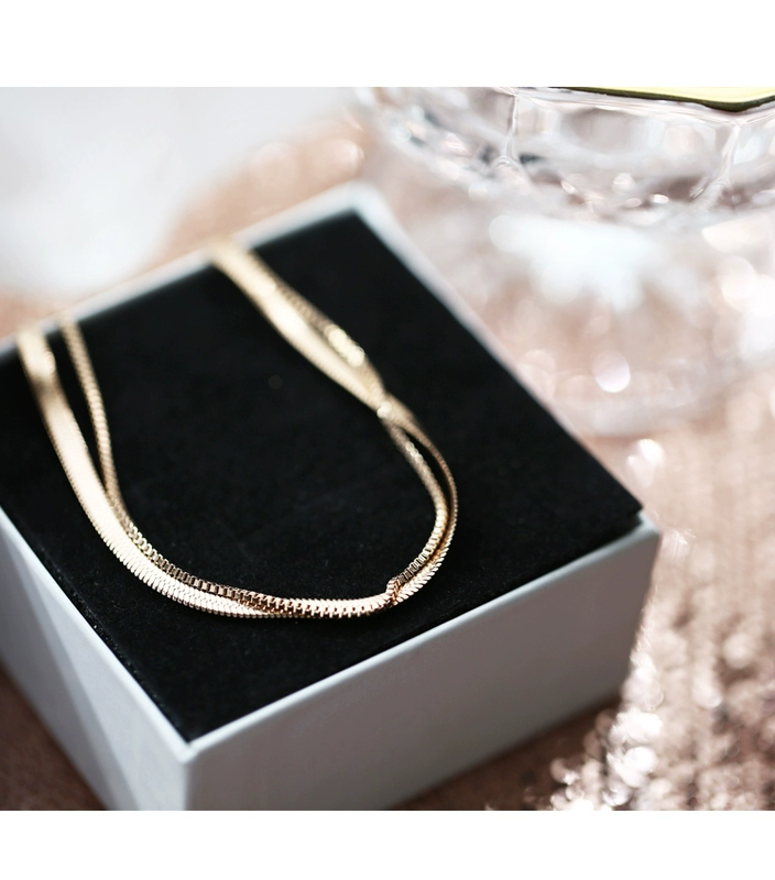 Hàn Quốc nhập khẩu vàng hồng 18K hai lớp xương rắn vòng chân nữ thời trang retro hipster net đỏ Sen không phai phụ kiện thời trang nữ