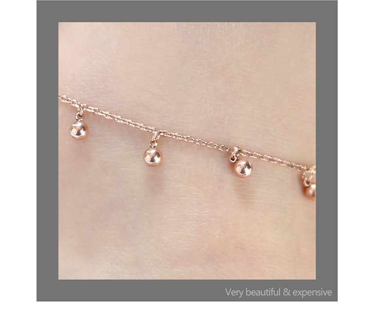 Thời trang Hàn Quốc titan thép mạ vàng hồng 18K bóng nhỏ vòng chân nữ không phai đơn giản tính khí hoang dã Sen lắc chân nữ titan