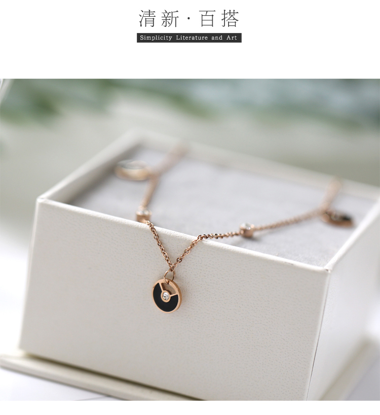 Titan thép mạ vàng hồng 18K nhỏ bay đĩa bay vòng chân nữ lưới màu đỏ thời trang khí chất hoang dã Sen đơn giản Chic trang sức lắc chân nữ handmade