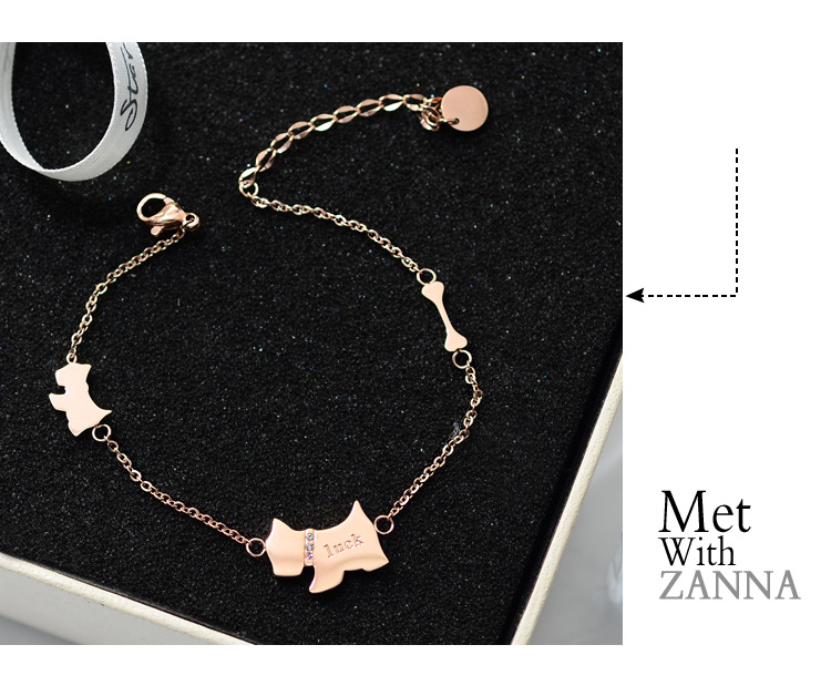 Phiên bản Hàn Quốc của thời trang mạ vàng hồng 18K bằng vàng hồng thời trang nữ bằng thép không phai màu trang sức xã hội hoang dã lắc chân vàng trắng