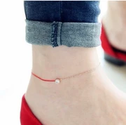 2018 mới Nhật Bản và Hàn Quốc titan thép đỏ dây kim cương đơn tính cách học sinh đơn giản phiên bản Hàn Quốc của vòng chân nữ không phai